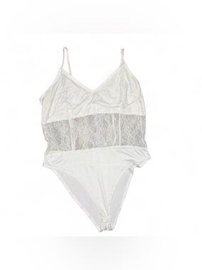 Forever 21 White Lace Sheer Waist Bodysuit